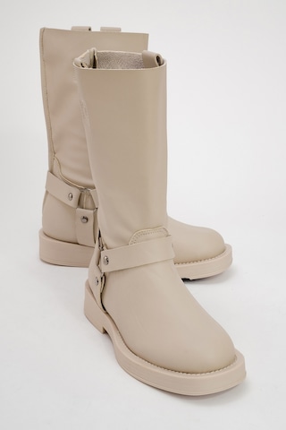 Luvishoes Luvi Shoes Solva Bej Cilt Kadın Binici Bot Bej Deri