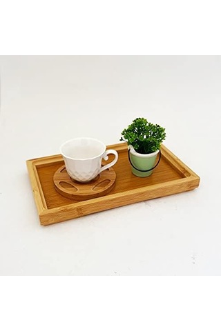 Bambu Dikdörgen Servis Tepsisi Küçük Boy Tepsi 25cm 15cm 2.6cm
