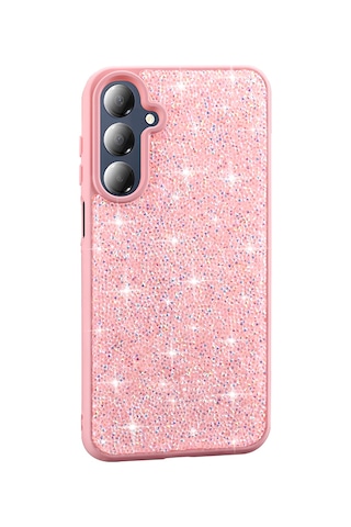 Zore Galaxy Uyumlu A26 Kılıf Parlak Taşlı Tasarım Sys Pırlanta Kapak - Pembe Pembe