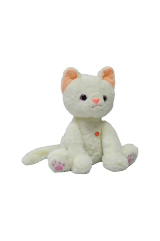 Sesli Sevimli Peluş Kedi Oyuncak 35 Cm Konuşan Miyavlayan Yumuşak Peluş Beyaz