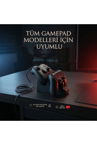 2 Li Gamepad Tutucu Standı Tüm Oyun Kollarıyla Uyumlu, 3d Yazıcı Üretimi Plastik Joystick Ve Kontrolcü Standı 3d Yazıcı