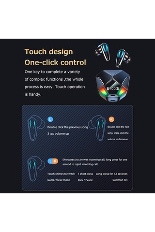 Qingmipy Siyah X6 Kablosuz Oyuncu Kulaklıkları, Oyun/müzik Çift Mod, Led Pil Göstergesi, 13mm Hoparlör, Bt5.1, 10m Alınım Mesafesi