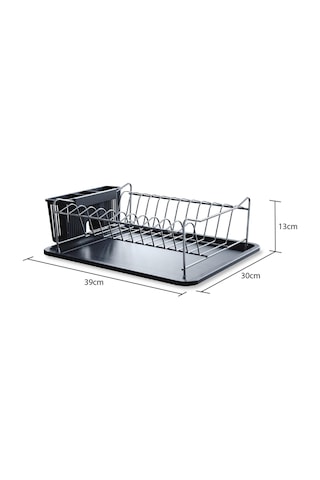 Teknotel Tek Katlı Tabaklık Bulaşıklık Krom Gri+Siyah Kb014