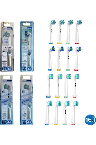 16 Adet Comfy + X Cross + 3d Maxcare Oral-b Uyumlu Yedek Diş Fırçası Başlıkları