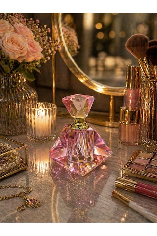 Crystal Pink Diamond Dekoratif Parfüm Şişesi Lüks Makyaj Masası Aksesuarı & Hediye Ürünü