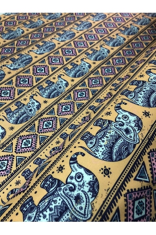 Enesar Home Elephant Etnik Fil Desenli Kumaş Kırlentlik Döşemelik Kumaş Dijital Baskı 100 x 140 cm