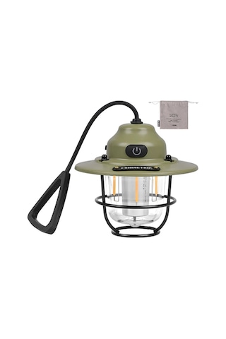 Aubyhe Güneş Tenekesi Desenli Kamp Lambası, Ipx4 Su Geçirmez, 4 Seviye Işık Ayarı, 1200mah Pil, 5-80 Saat Süre, Yeşil Rengi Koyu Yeşil