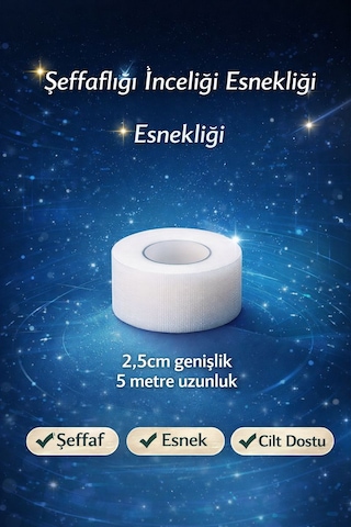 Şeffaf Ayak Vurması Bandı 2,5 Cm X 5 M Esnek Cilt Dostu Flaster