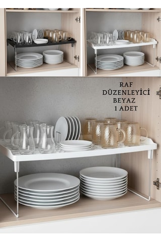 Dolap Içi Raf Düzenleyici Dolap Düzenleyici Raf, Bardak Tabak Fincan Rafı, Düzenleme Rafı Beyaz