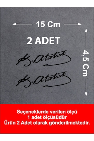 Mustafa Kemal Atatürk İmza 2 Adet Sticker - Araba Oto Motosiklet Karavan Sticker - 00016 15x4,5 Cm