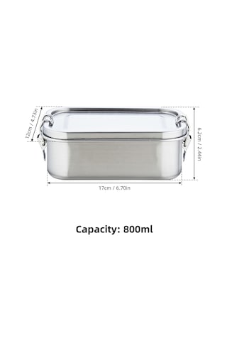 Singree 304 Paslanmaz Çelik 2 Bölmeli Yemek Kabı - 800ml, Bulaşık Makinesi Uyumlu, Sızdırmaz