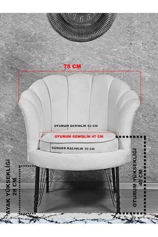 Tekli İstiridye Krom Kaplama Telli Ayak Çay Seti Koltuk Tekli Ber Çok Renkli