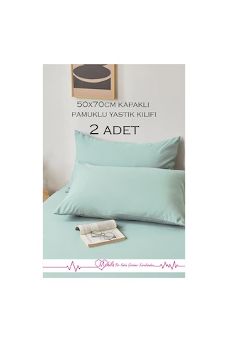 2 Adet Lüks Pamuklu Yastık Kılıfı 50x70 Kapaklı Model, Pamuklu Yastık Kılıfı Turkuaz