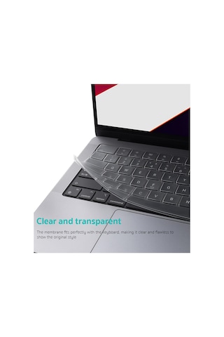 Apple MacBook Uyumlu Pro M1 14/16 & Apple MacBook Uyumlu Air 13.6/15.3 Tpu Klavye Koruyucu Şeffaf