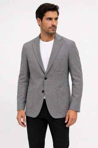 Bihan Store Erkek Cepli Astarsız Desenli Dokuma Blazer 06 Drop Ceket 1954-gri