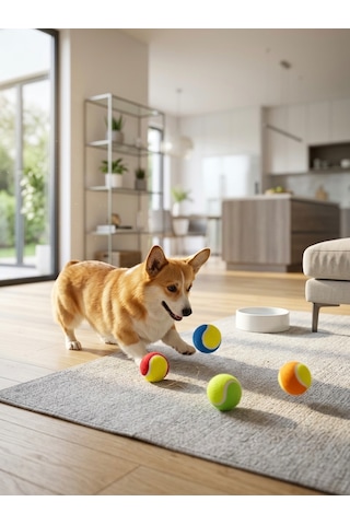 4'lü Renkli Tenis Topu Kedi Köpek Oyuncağı Seti - İnteraktif Isırma Ve Yakalama Topu
