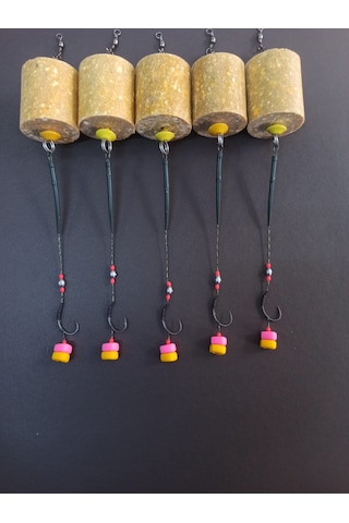 Sazan Rig Küspe Aparatlı Çift Renkli Mısır Rig Takımı 5’li Set