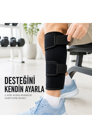 Sporcu Baldırlığı Ayarlanabilir Bantlı Baldır Destek Aparatı Siyah