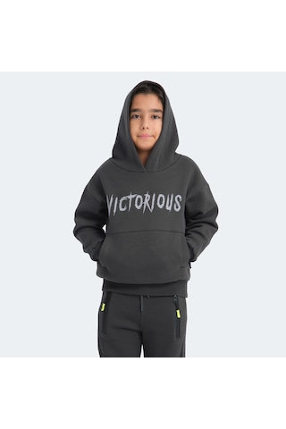 Slazenger LEXUS Çocuk Kapüşonlu Cepli Koyu Gri Sweatshirt