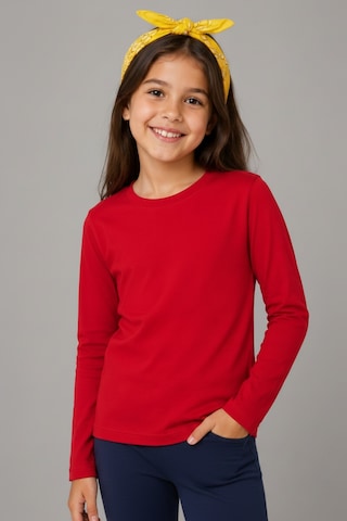 Kiagu Sarı Basic Tsort - Terletmeyen Esnek Kumaş Pamuklu Mevsimlik Sarı Kız Çocuk T-shirt Kırmızı