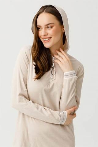 Pamuk Keten Kumaştan Rahat Kullanımlı Elbise Bej Bej