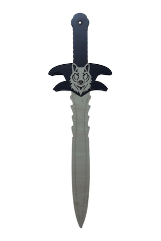 Ahşap Kurt Başlı Kılıc ve Kalkan Seti Siyah