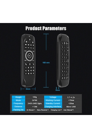 Maiyame Havada Kullanılabilen 2.4g Kablosuz Klavye - Ses Kontrolü Ve Arka Aydınlatmalı 112 Karakter