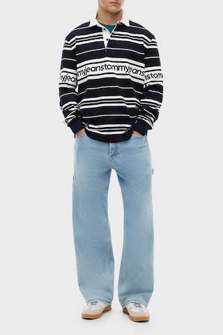 Tommy Jeans Çizgili Relaxed Fit Düğmeli Polo Yaka Sweat Erkek Polo Yaka Sweat Dm0dm23164 C1g Lacivert