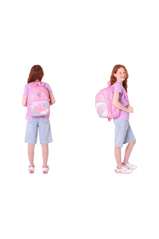 Kaukko Kids Kız Çocuk Okul Çantası Ve Üç Bölmeli Kalemlik Seti Pembe - Pullu Bulut - L5218+l8218 Pembe