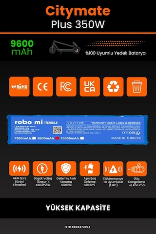 Citymate Plus 350w / 36v 9600mAh Elektrikli Scooter Bataryası