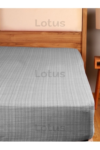 Fırça Desen Ranforce Lastikli Fitted Çarşaf Takımı Tek Kişilik Yastıklı Gri 120x200