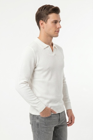Foterman Erkek Spor Polo Yaka Mevsimlik Kazak Bgl-st05444 Beyaz