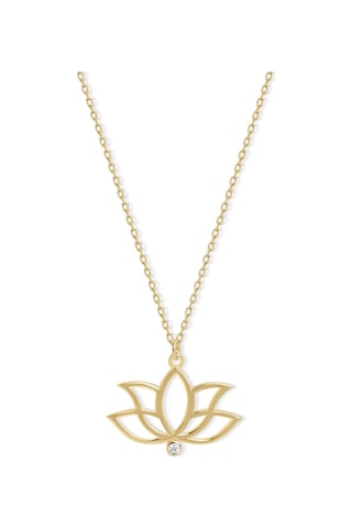 14 Ayar Sarı Altın Lotus Çiçek Kolye