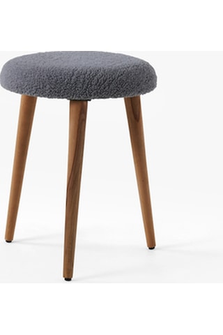Modern Ahşap Ayaklı Teddy Kumaş Tabure Makyaj Masası & Ayak Dinlendirme Elegant Gri Gri