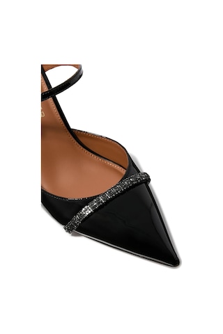 Kurt Geiger Strass Point 90 Taşlı Rugan Topuklu Kadın Mule Topuklu Ayakkabı Siyah 40