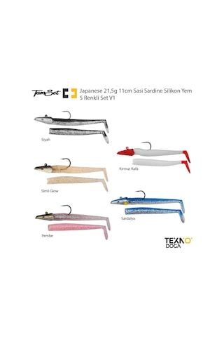 Tamset 21.5g 11cm Sasi Sardine Silikon Yem 5 Renkli Set V1