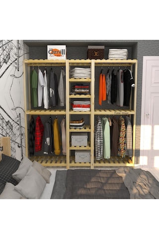 Grande Quatro - Açık Ahşap El Yapımı Elbise Dolabı