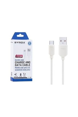 Syrox C65 2.0A Micro USB Şarj Ve Data Transfer Kablosu 1.2 M (291227413) Syrox C65 2.0A Micro USB Şarj Ve Data Transfer Kablosu 1.2 M (291227413)