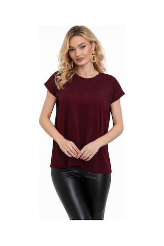 Kadın Triko Kısa Kol Bluz 12949 Bgl-st05311 Bordo