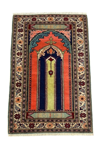 El Dokuma Sıfır Bünyan Halısı 90x140 Seccade %100 Yün Namazlık Renkli