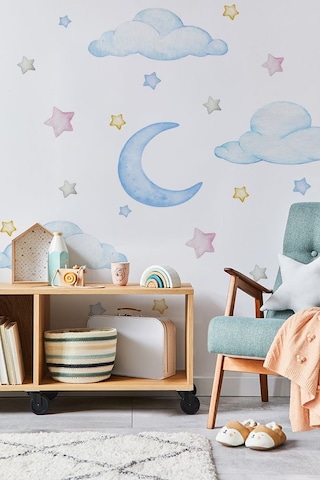 Şirin Bulutlar Temalı 20 Parça Çocuk Ve Bebek Odası Dekoratif Duvar Sticker Seti