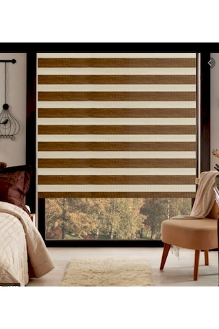 Kahverengi Bambu Zebra Stor Perde Altı Düz Kahverengi Bambu Zebra Stor Perde Altı Düz