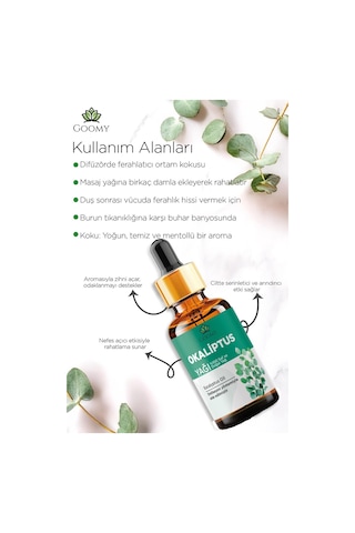 Goomy Okaliptus Yağı %100 Doğal Bitkisel Uçucu Yağ Eucalyptus Oil 10ml 10 ML