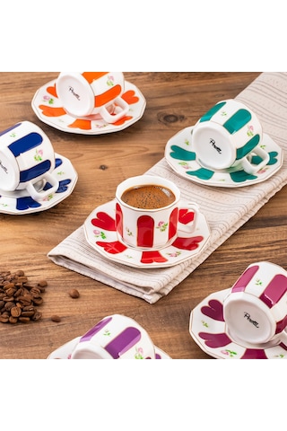 Perotti Acem 6 Kişilik 12 Parça Porselen Kahve Fincan Takımı