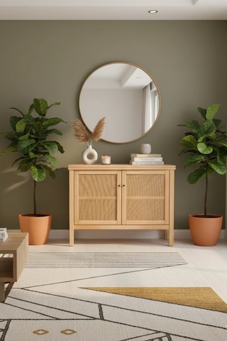 Altea Rattan Detaylı Basic Masif Ahşap Büfe