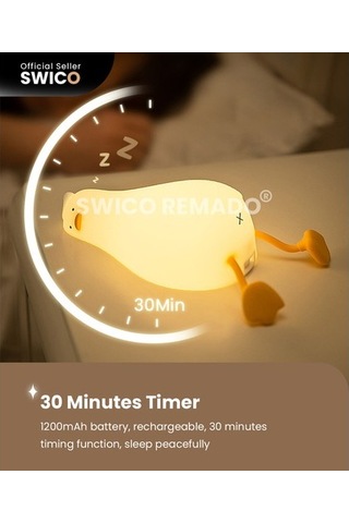 Metabagua Swico Remado Şarj Edilebilir Silikon Sevimli Ördek Gece Lambası 2bvnc3 Beyaz