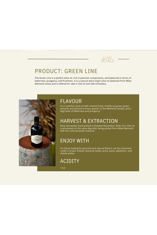 Gaia Pearls İkili Set Yeşil Seri 500 Ml X2 Avrupa Birliği Coğrafi İşaretli Milas Memecik Erken Hasat Soğuk Sıkım Dengeli Meyvemsi