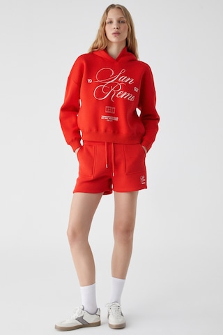 Ethıquet Tacna Kadın Kapüşonlu Uzun Kollu Oversize Kırmızı Sweatshirt