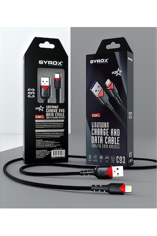 Syrox C93 Plus Lightning 2.0 A Hızlı Şarj Data Kablo 1 M