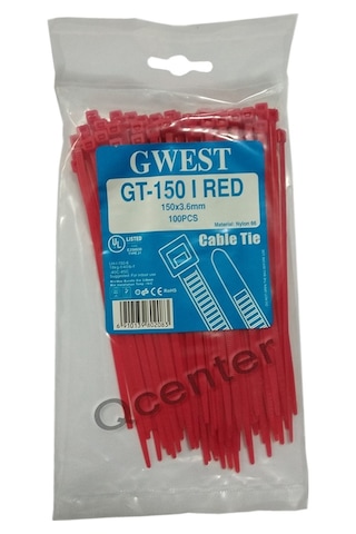 Gwest 3.6X150Mm 15Cm Renkli Plastik Kablo Bağı 100 Adet Kırmızı